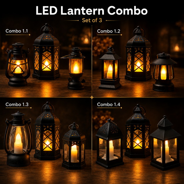 Combo-01: Premium Decorative LED Candle Lantern Combo – Set of 3
