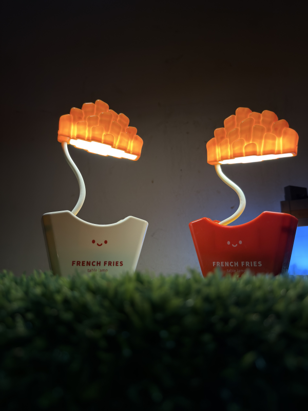 Cute French Fries LED Table Lamp – Flexible Study & Night Light (Free Spider Man Figure)